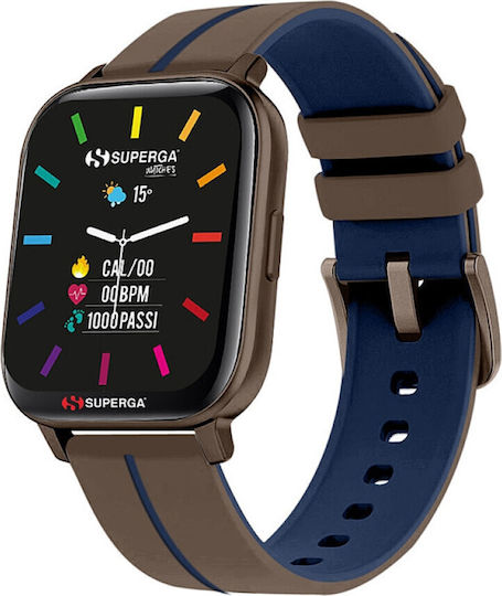 Superga SW-STC020 40mm Smartwatch με Παλμογράφο (Καφέ/Μπλε)