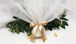 Wedding favors tulle wedding band with gold bow and pampas