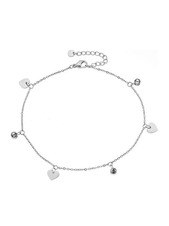 Oxzen Stainless Steel Foot Chain with Zircon 28cm