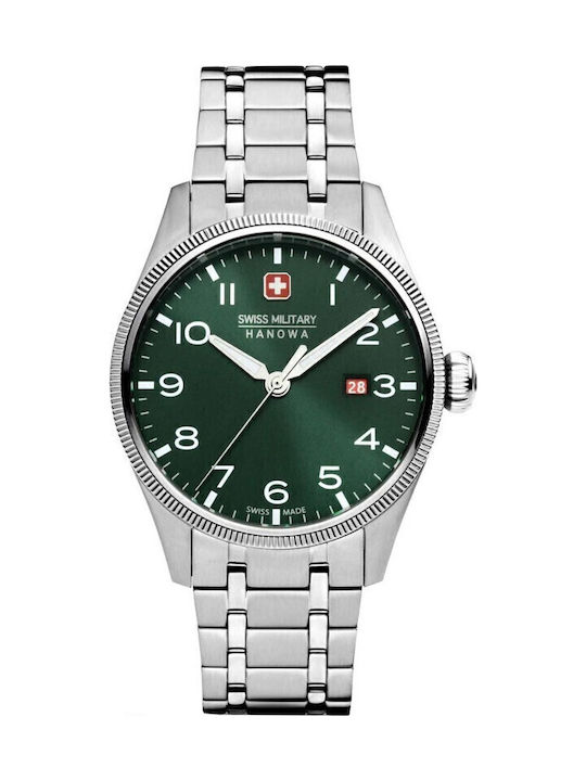 Swiss Military Hanowa Thunderbolt Herrenuhr 43mm Batterie mit Silber Rostfreiem Stahlarmband