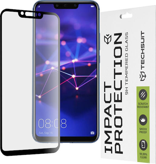 Techsuit 111D Vollkleber Vollflächig gehärtetes Glas Schwarz (Huawei Mate 20 Lite)