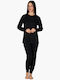 A.A UNDERWEAR Sommer Damen Pyjama-Set Schwarz