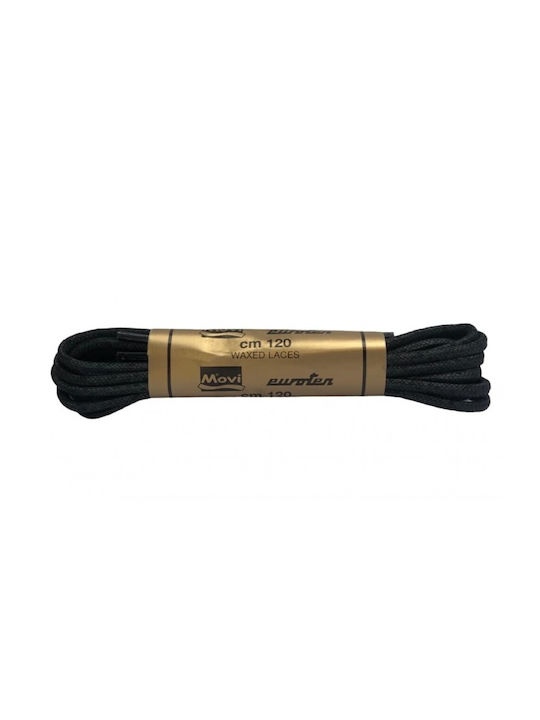 Movi - Cotton Waxed Shoe Laces Thick Black 120cm