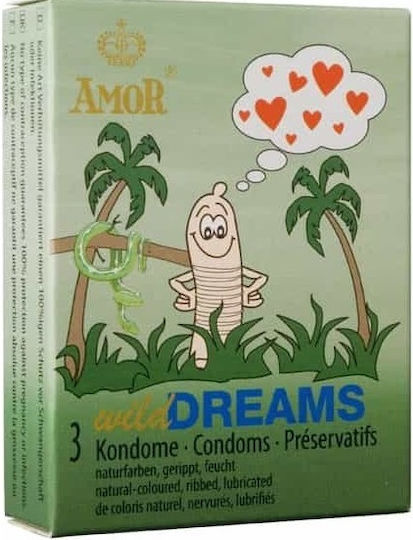 Amor Prezervative Wild Dreams 3 buc 52mm cu Răsucituri
