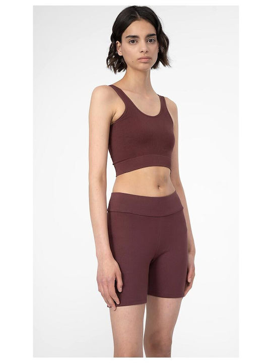 4F Damen Sportliches Crop Top Ärmellos Braun