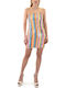 Summer Mini Evening Dress Strapless Multicolor