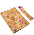 Set of book cover / case and bookmark in coloured cork