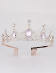 Bridal hair tiara with rhinestones pink 1152