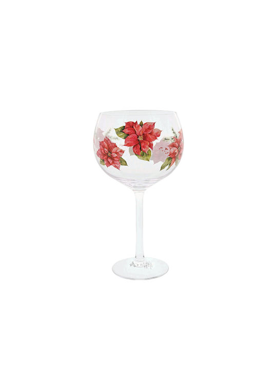 Red Poinsettia Copa Glass 20 cm