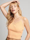 Superdry Marl Damen Sommer Crop Top mit Trägern & V-Ausschnitt Orange