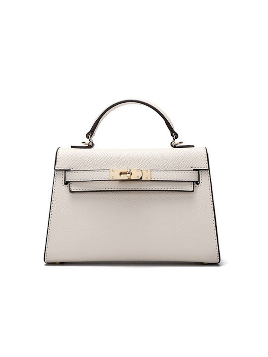 Handbag Handbag with strap and gold details in white color