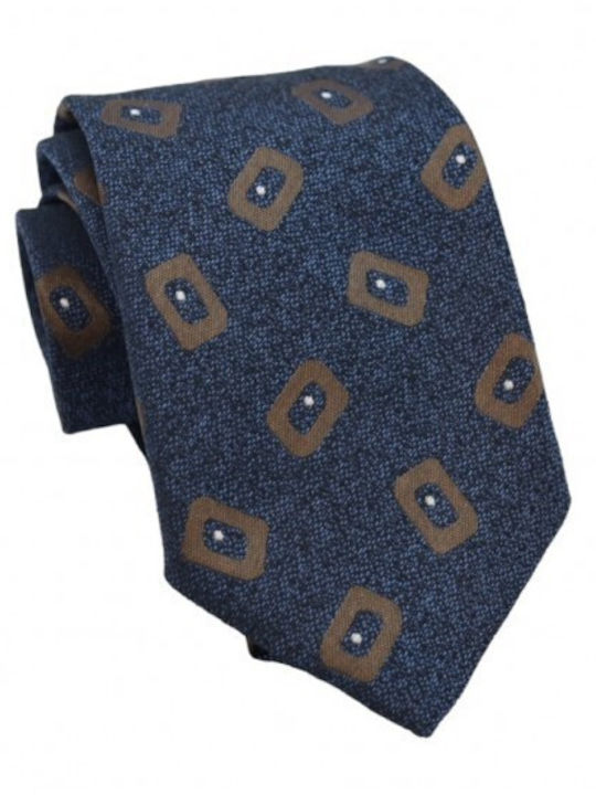 Tie Blue/Brown Motif 7.5/8cm.