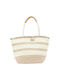 Verde Stroh Strandtasche Beige mit Streifen