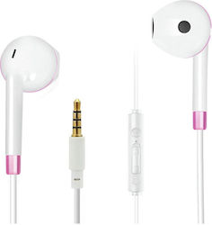 2GO Comfort Handsfree cu două căști cu mufă 3.5mm White / Pink