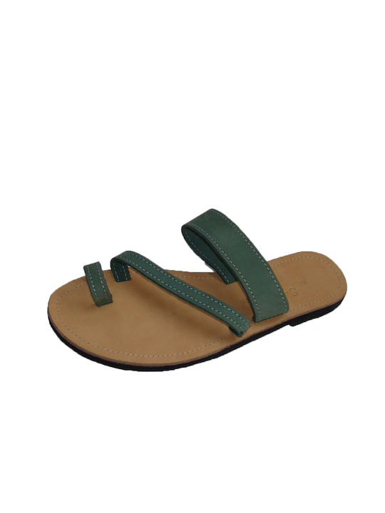 Leather sandal "GREEK Made", handmade in green color