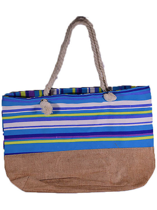 Τσάντα Θαλάσσης Tote Bag Boho Γαλάζια 52cm