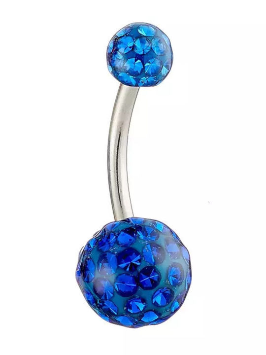 Oxzen Bauchnabelpiercing aus Stahl Silber Blau