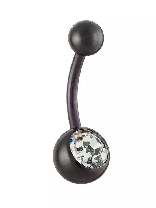 Oxzen Bauchnabelpiercing aus Stahl Schwarz / Transparent
