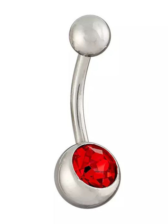 Oxzen Bauchnabelpiercing aus Stahl Silber Rot
