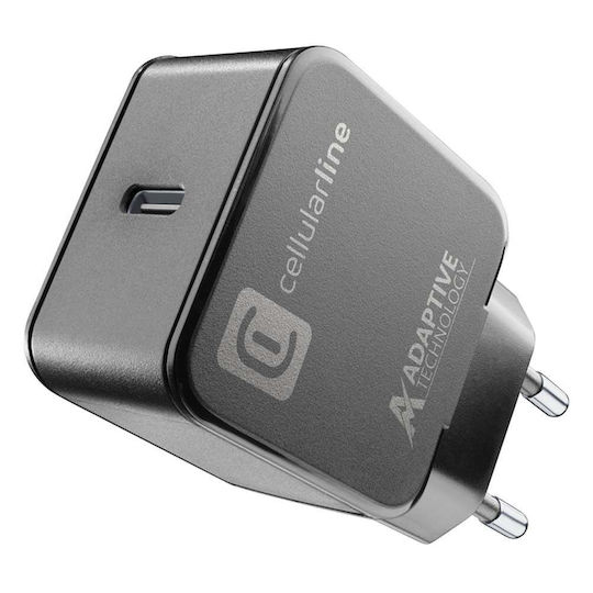 Cellular Line Ladegerät ohne Kabel mit USB-C Anschluss 15W Schwarzs (ACHSMUSBC15WK)