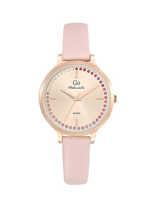 GO Mademoiselle Crystals Pink Leather Strap