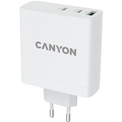 Canyon Încărcător Fără Cablu cu Port USB-A și 2 Porturi USB-C Albς (CND-CHA100W01)