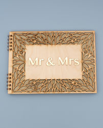 Lifelikes Βιβλίο Ευχών Γάμου - Κορνίζα Mr & Mrs από ξύλο