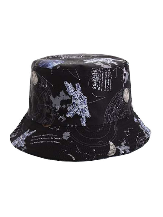 Unisex doppelseitiger Eimer Hut mit Muster unisex Schwarz
