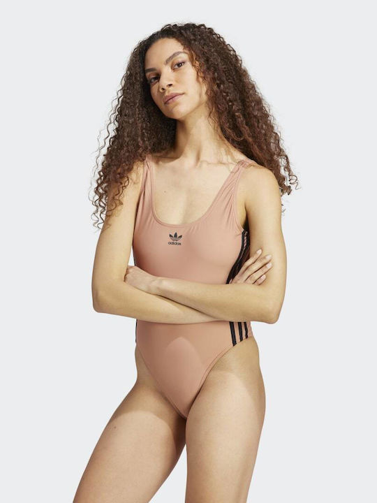 Adicolor 3-Stripes Αθλητικό Ολόσωμο Μαγιό Ροζ