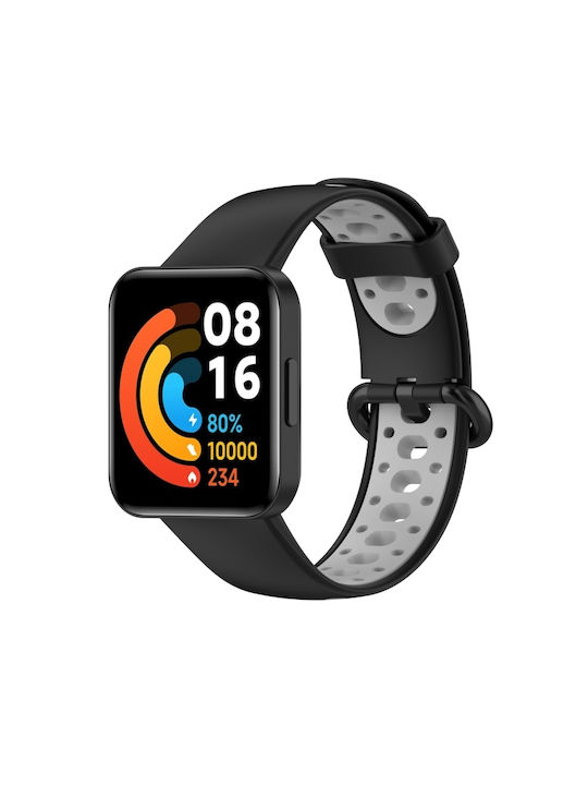 Για Xiaomi Redmi Watch 2 Lite Δίχρωμη ζώνη ρολογιών από σιλικόνη (Μαύρο+Γκρι)