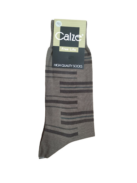 Calze Men's Woolen Geometric Socks Geometric color Chocolate 911W-60