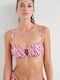 Blu4u Sports Bra Bikini Top with Adjustable Straps Pink Animal Print