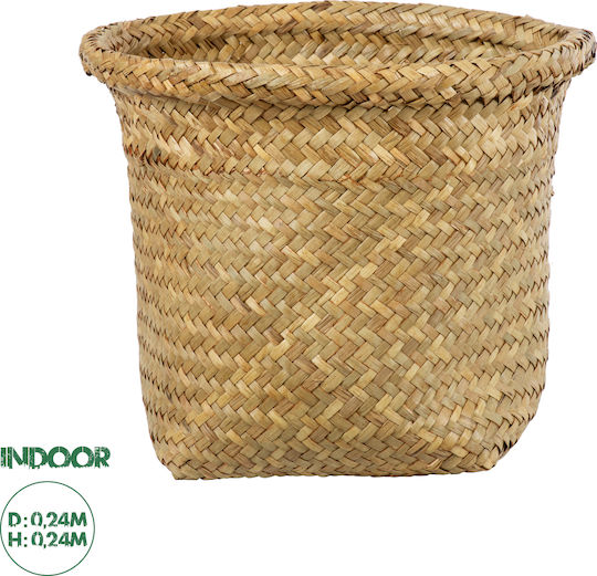 GloboStar Cecilia Übertopf Korbweide Beige mit Gestell 24x24x24εκ.