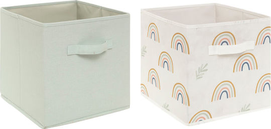 Atmosphera Rainbow Καλάθι Αποθήκευσης Υφασμάτινο Πράσινο 29x29x29cm 2τμχ