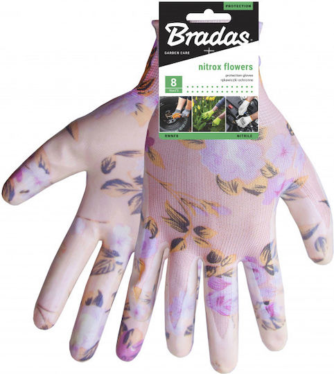 Bradas Flowers Nitrox Arbeitshandschuhe Garten Rosa Nitril/Polyester 1Stück