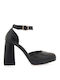 La Bottine Souriante Synthetic Leather Black Heels with Strap