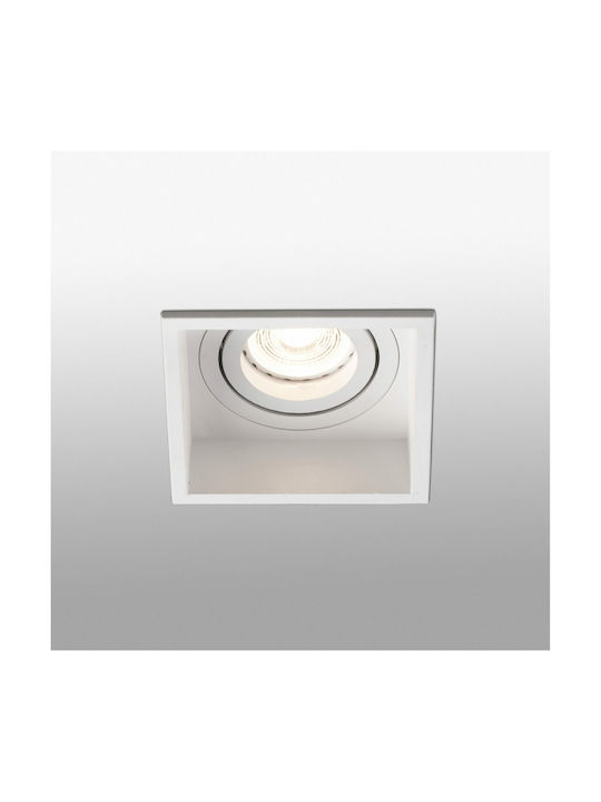 Faro Barcelona Hyde Pătrat Metalic Spot Încorporat cu Soclu GU10 Alb 8.9x8.9cm. 1buc