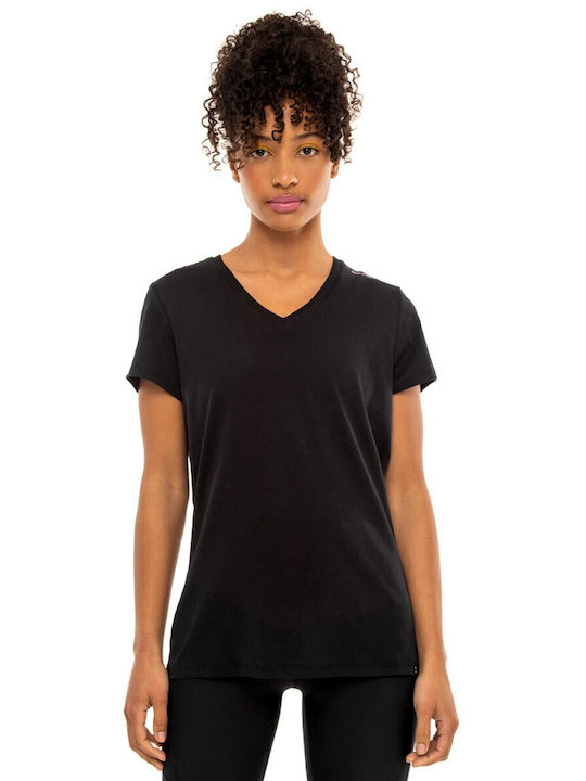 Be:Nation Damen Sport T-Shirt mit V-Ausschnitt Schwarz