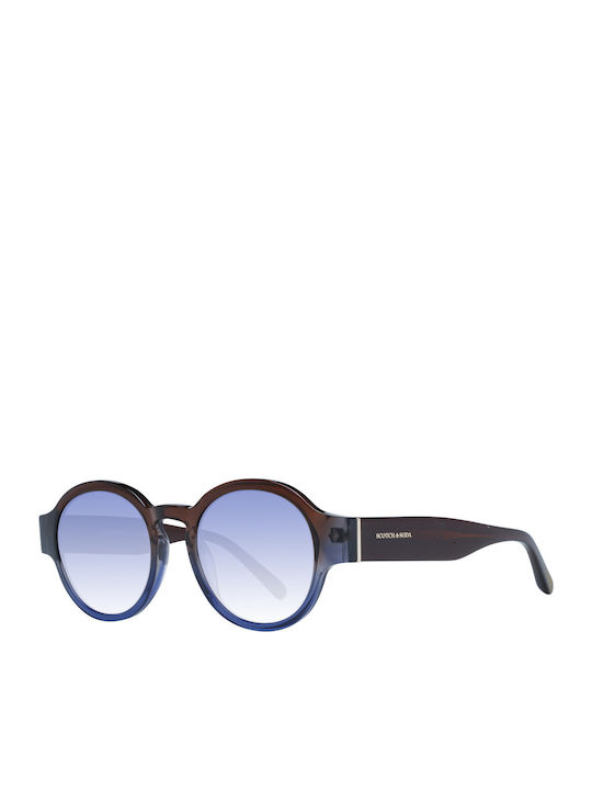 Scotch & Soda Unisex Sonnenbrille mit Mehrfarbig Kunststoff Gestell und Hellblau Verlaufsfarbe Linse SS7020-101