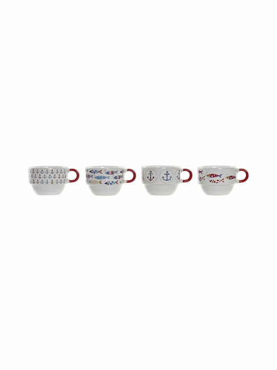 DKD Home Decor Ceramic Brown Cup Set 190ml Multicolour 4pcs