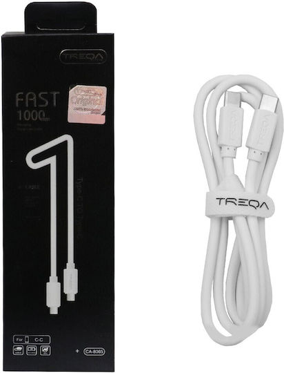 Treqa USB 2.0 Cable USB-C male - USB-C Λευκό 1m CA-8065
