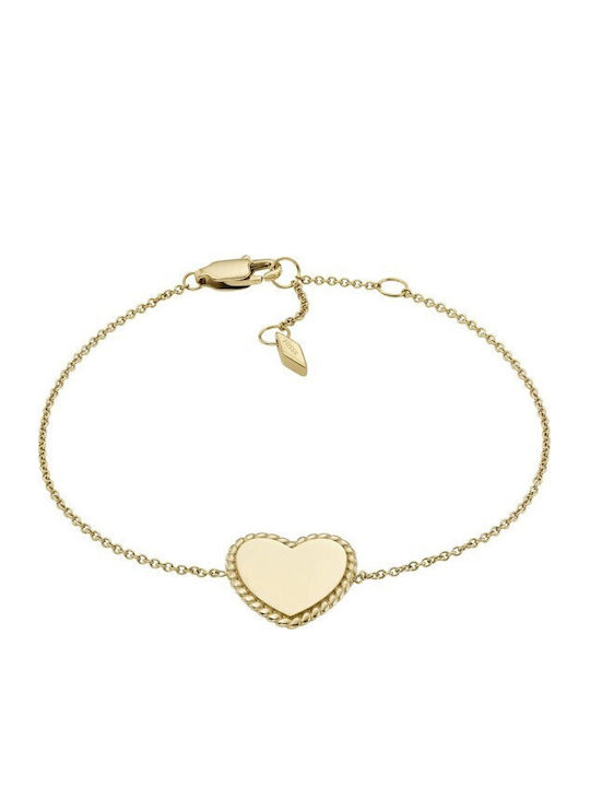 Fossil Women's Bracelet with Heart Design in Gold Plated Stainless Steel 19cm