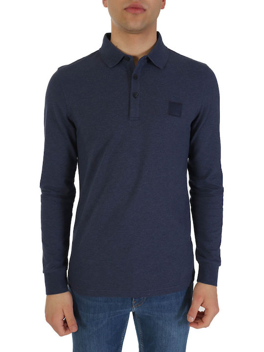 Hugo Boss Herren Shirt Langarm Polo Marineblau