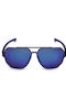 FILA Men's Sunglasses with Navy Blue Acetate Frame and Blue Mirrored Lenses