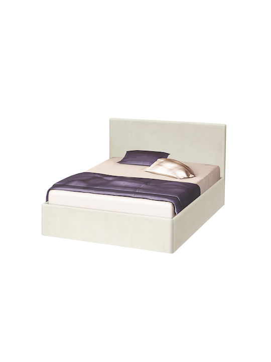 Aria Κρεβάτι Υπέρδιπλο Επενδυμένο με Ύφασμα Ivory με Αποθηκευτικό Χώρο 160x200cm