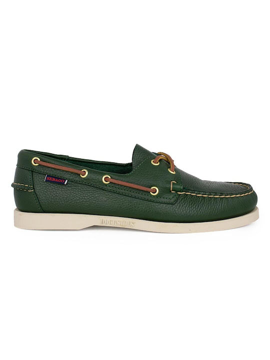 Sebago Men's Leather Boat Shoes Green 73118WW-A8Y