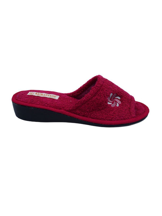 KOLOVOS fabric slippers made of Percale Fabric - Bordeaux