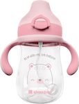Kikka Boo Cănuțe pentru Copii și Bebeluși cu Mânere și Pai Bear With Me din Silicon Roz 1buc 300ml pentru m+