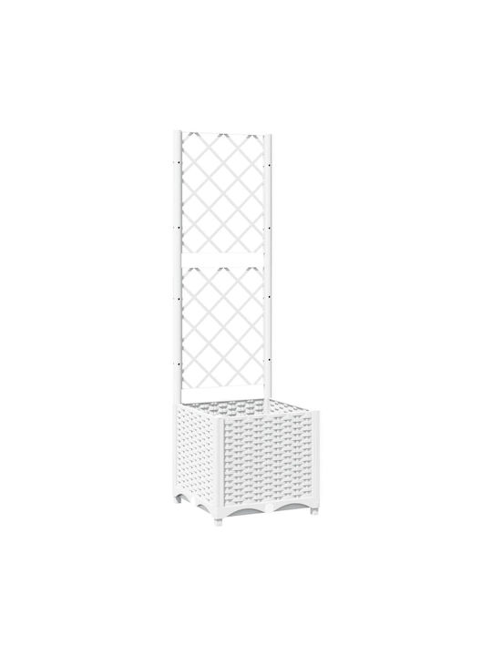 vidaXL Planter Box with Lattice 40x136cm in White Color 153280