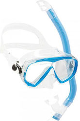 CressiSub Kids' Silicone Diving Mask Set with Respirator Estrella VIP Jr Clear/Blue DM350020